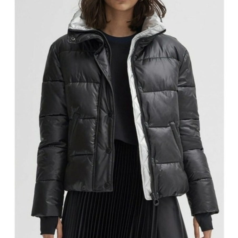 Noize Black Short Puffer Coat Size Large